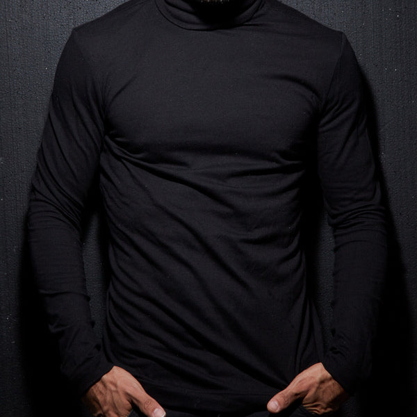 6 MAGLIE TERMICHE UOMO MICROFIBRA COLLO ALTO GIROCOLLO FELPATO fitness moda NERE