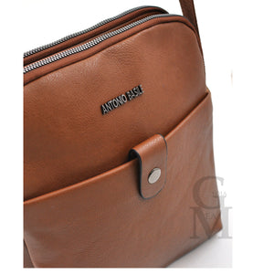 Pack 3in1 Borsello uomo A. Basile + portafoglio + cintura in vera pelle italy 04
