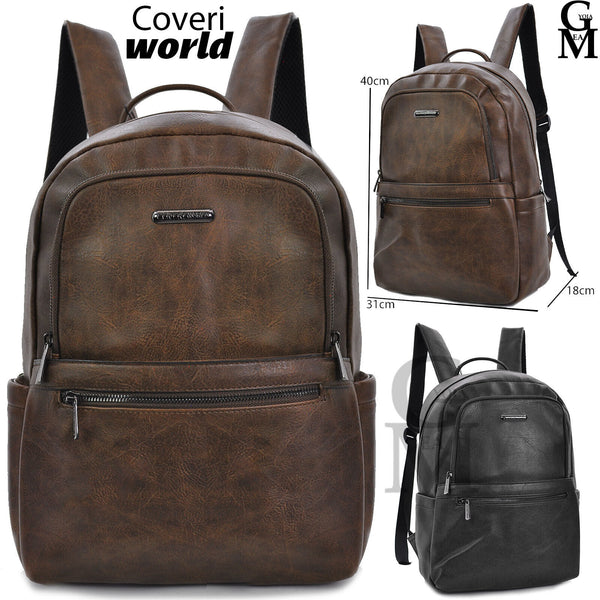 Zaino pelle firmato originale COVERI casual porta pc tablet multi tasche nuovo