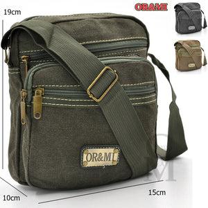 Borsello tela canvas tessuto viaggio 5 tasche cerniere borsellino piccolo casual