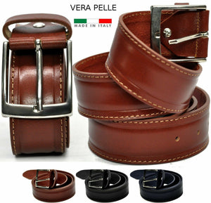 Cintura Cinta Uomo Vera Pelle Cuoio Casual Classica Accorciabile italy larga