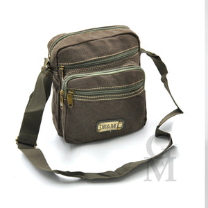 Borsello tela canvas tessuto viaggio 5 tasche cerniere borsellino piccolo casual