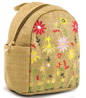 Zaino zainetto donna paglia fantasia fiori floreale donna estivo ricamato mare