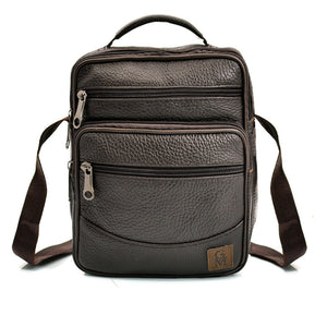 GM borsello uomo vera pelle casual multi tasche elegante zip marrone tracolla