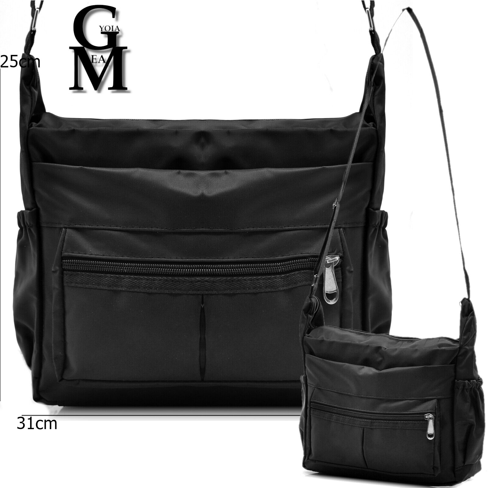Borsa A Tracolla Donna In Nylon Leggera E Impermeabile – Multi-tasche Per Viaggi, Lavoro E Svago (26x21x10.9 Cm)