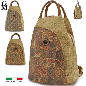 Zaino GM sughero casual zainetto colorato postina floreale fantasia fiori moda