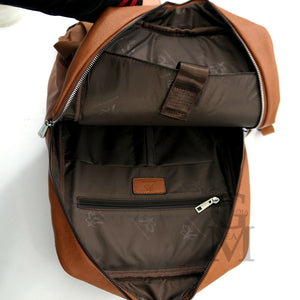 GM italia Zaino vintage uomo pelle grande nuovo USB viaggio marrone notebook pc