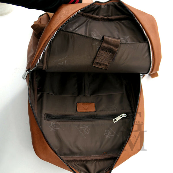 GM italia Zaino vintage uomo pelle grande nuovo USB viaggio marrone notebook pc