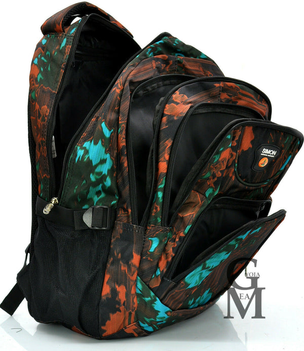 Zaino unisex scuola fantasia multi colore war astratta nuovo tasche superiori pc