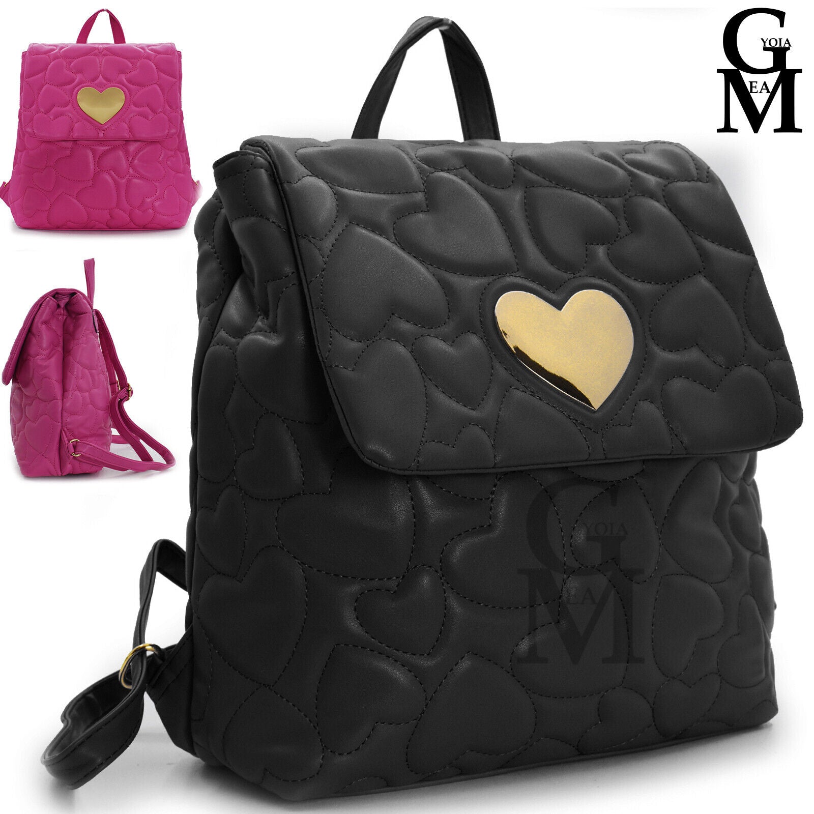 Zaino Donna Mini Trapuntato - Ecopelle Nero, Forma A V - Foto 4