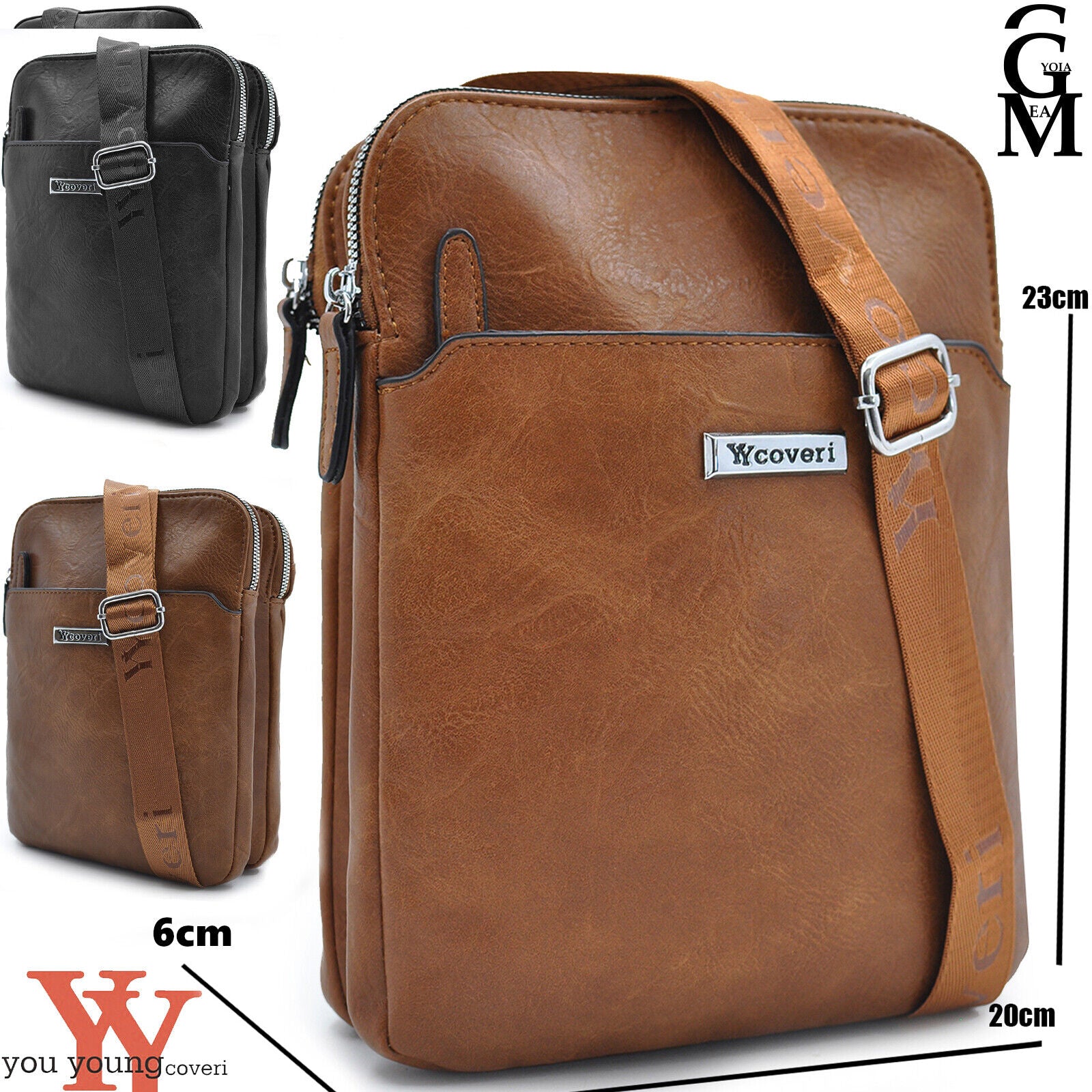 Borsa A Tracolla Uomo Coveri Collection - Pelle Sintetica Con Monogramma - 24x19,5x6 Cm - ART. 4715 - 2