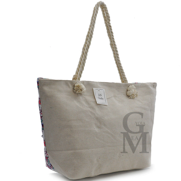 Gyoiamea borsa mare piscina tela grande manici corda fiori fantasia fiorata moda