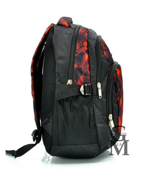 Zaino scuola ragazzo fantasia magma lava rosso fuoco tasche superiori viaggio