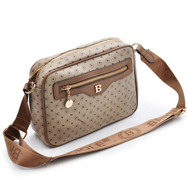 BRICIOLE Borsa 3 zip tasche borsetta donna tracolla fantasia scritte piccola new