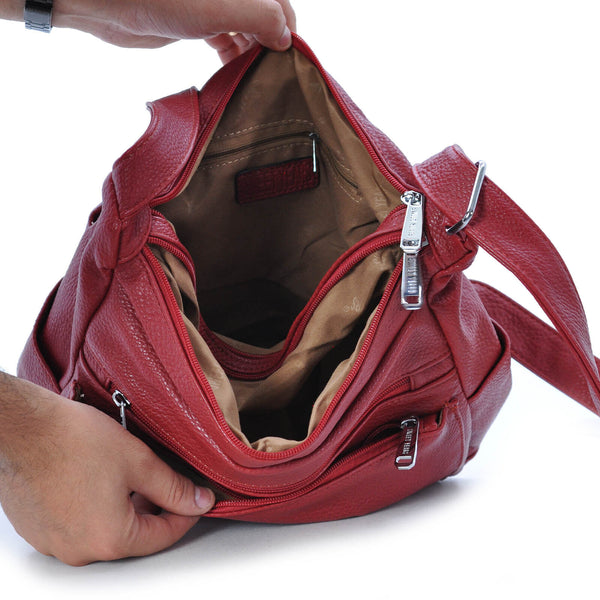 Borsa donna originale SWEET YEARS pelle rossa tracolla capiente multi tasche new