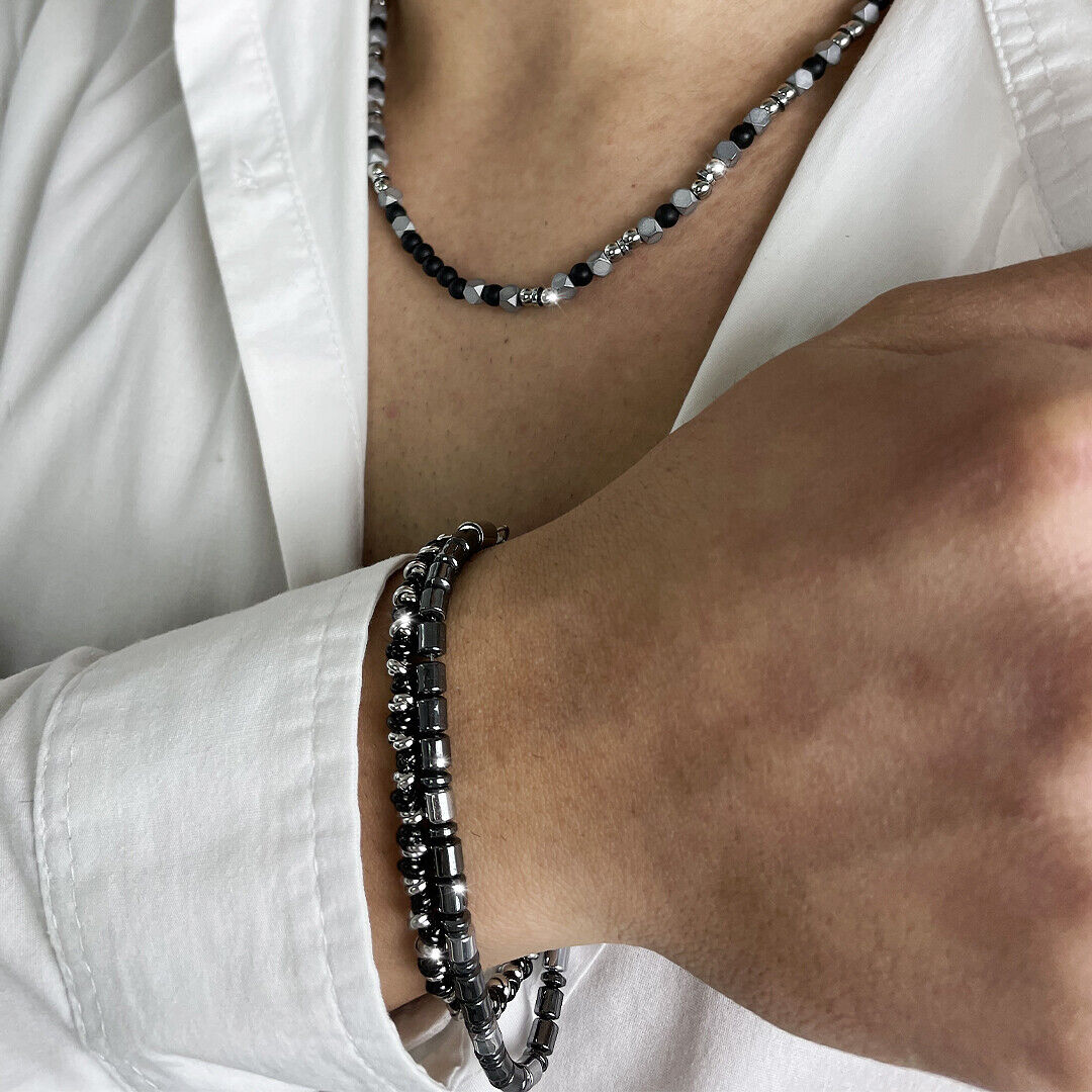 Gyoiamea Bracciale cubano grosso Acciaio uomo Braccialetto bicolore or