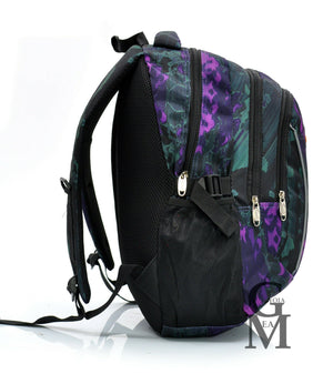 Zaino imbottito viola scuola colorato nuovo tasche superiori impermeabile pc