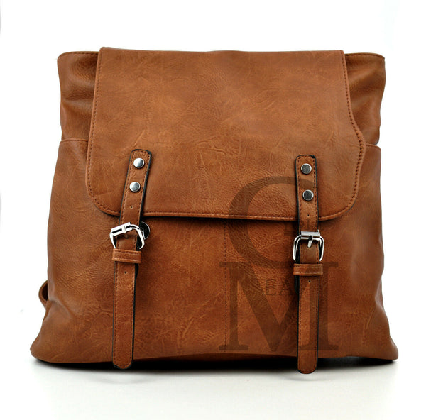 GM borsa zaino 2in1 donna fibbie vintage pelle cuoio scuola spalla tracolla