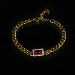 Bracciale maglia Acciaio inossidabile Donna Braccialetto smeraldo cristallo oro
