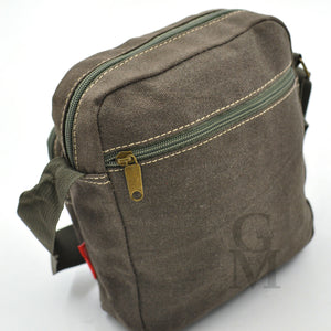 Borsello tela canvas tessuto viaggio 5 tasche cerniere borsellino piccolo casual
