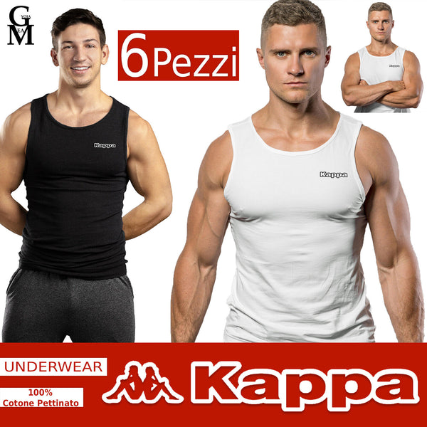6 Pack Canotta canottiera casual notte sport Uomo KAPPA  Intima SlimFit Cotone