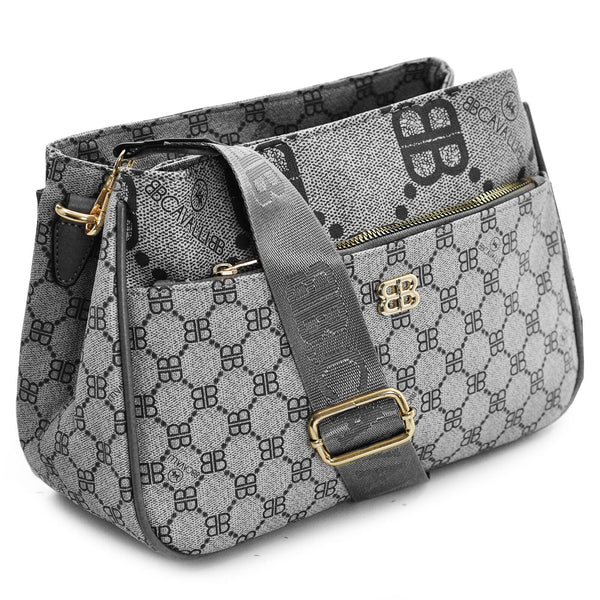 Borsa Firmata Briciole multi tasche new nera Donna fantasia logo Zip Tracolla