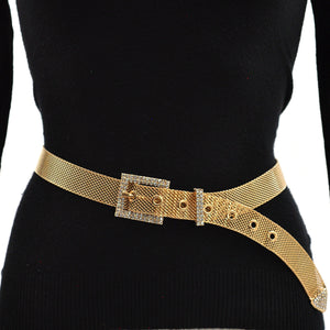 Cintura metallo maglia dorata oro strass punti luce glitter donna cinta sexy