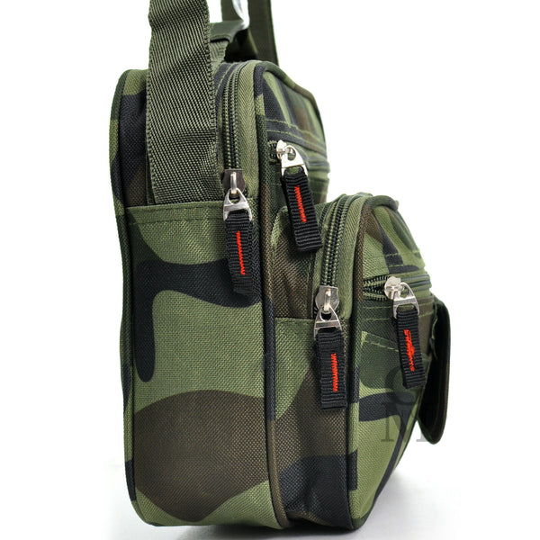 Borsello 6 tasche uomo fantasia militare mimetico borsellino tessuto tracolla