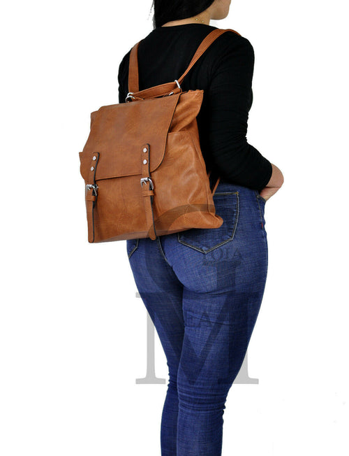 GM borsa zaino 2in1 donna fibbie vintage pelle cuoio scuola spalla tracolla