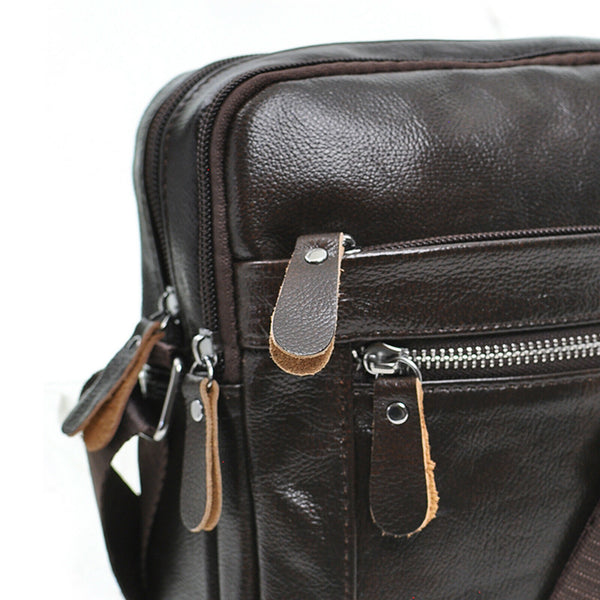 Borsa uomo borsello multi tasche vera pelle capiente comoda zip nero marrone