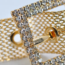 Carica l&#39;immagine nel visualizzatore di Gallery, Cintura metallo maglia dorata oro strass punti luce glitter donna cinta sexy