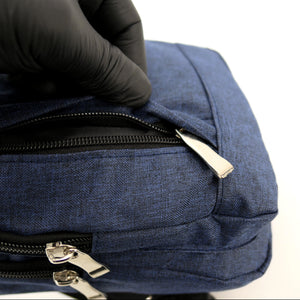 Marsupio tessuto nylon uomo petto mono spalla borsa 4 tasche viaggio casual blu