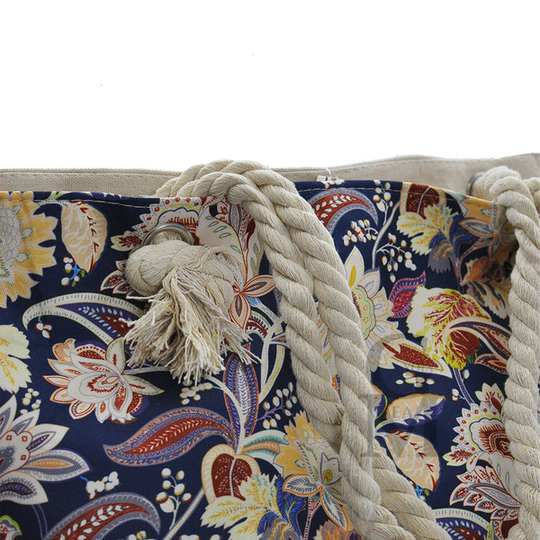 Gyoiamea borsa mare piscina tela grande manici corda fiori fantasia fiorata moda