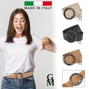 Cintura stile paglia intrecciata comoda a vita donna casual sportiva elegante
