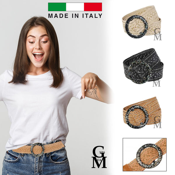 Cintura stile paglia intrecciata comoda a vita donna casual sportiva elegante