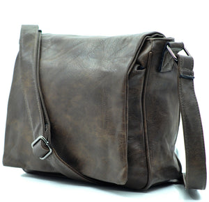 Borsa Uomo Vintage pelle venata Tracolla Messanger Uomo MARRONE grande lavoro