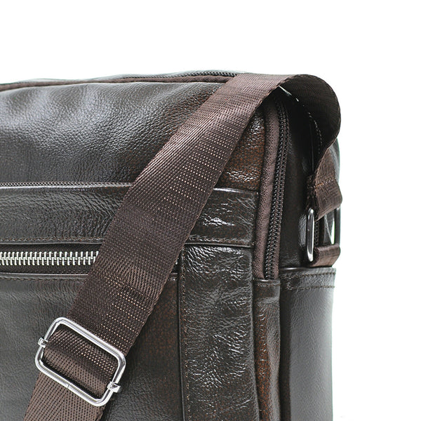 Borsa uomo borsello multi tasche vera pelle capiente comoda zip nero marrone