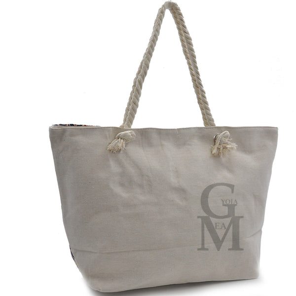 Gyoiamea borsa mare piscina tela grande manici corda fiori fantasia fiorata moda