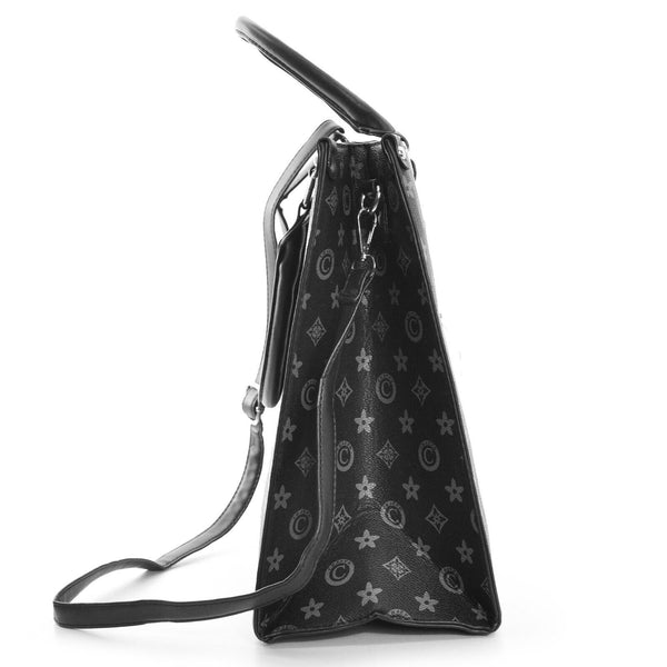 Borsa originale firmata COVERI nera tracolla spalla fantasia fiori gigante nuova