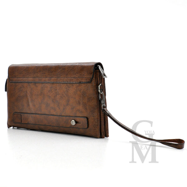 Pochette originale GM MODA  pelle marrone uomo borsa mano pelle nero sport uomo
