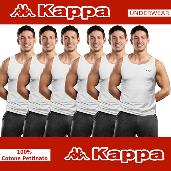 6 Pack Canotta canottiera casual notte sport Uomo KAPPA  Intima SlimFit Cotone