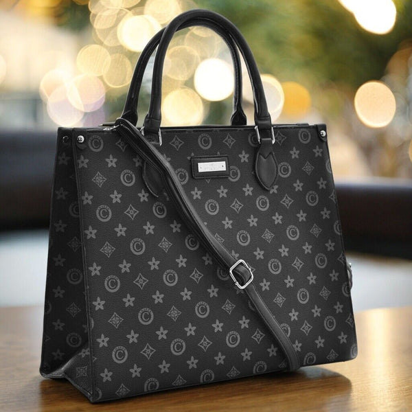 Borsa originale firmata COVERI nera tracolla spalla fantasia fiori gigante nuova