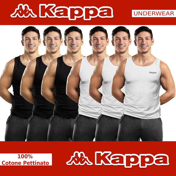 6 Pack Canotta canottiera casual notte sport Uomo KAPPA  Intima SlimFit Cotone