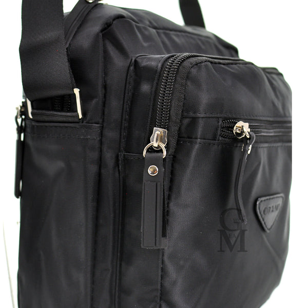 Borsello uomo tessuto impermeabile nylon Or&mi tracolla zip tasche lavoro Nero