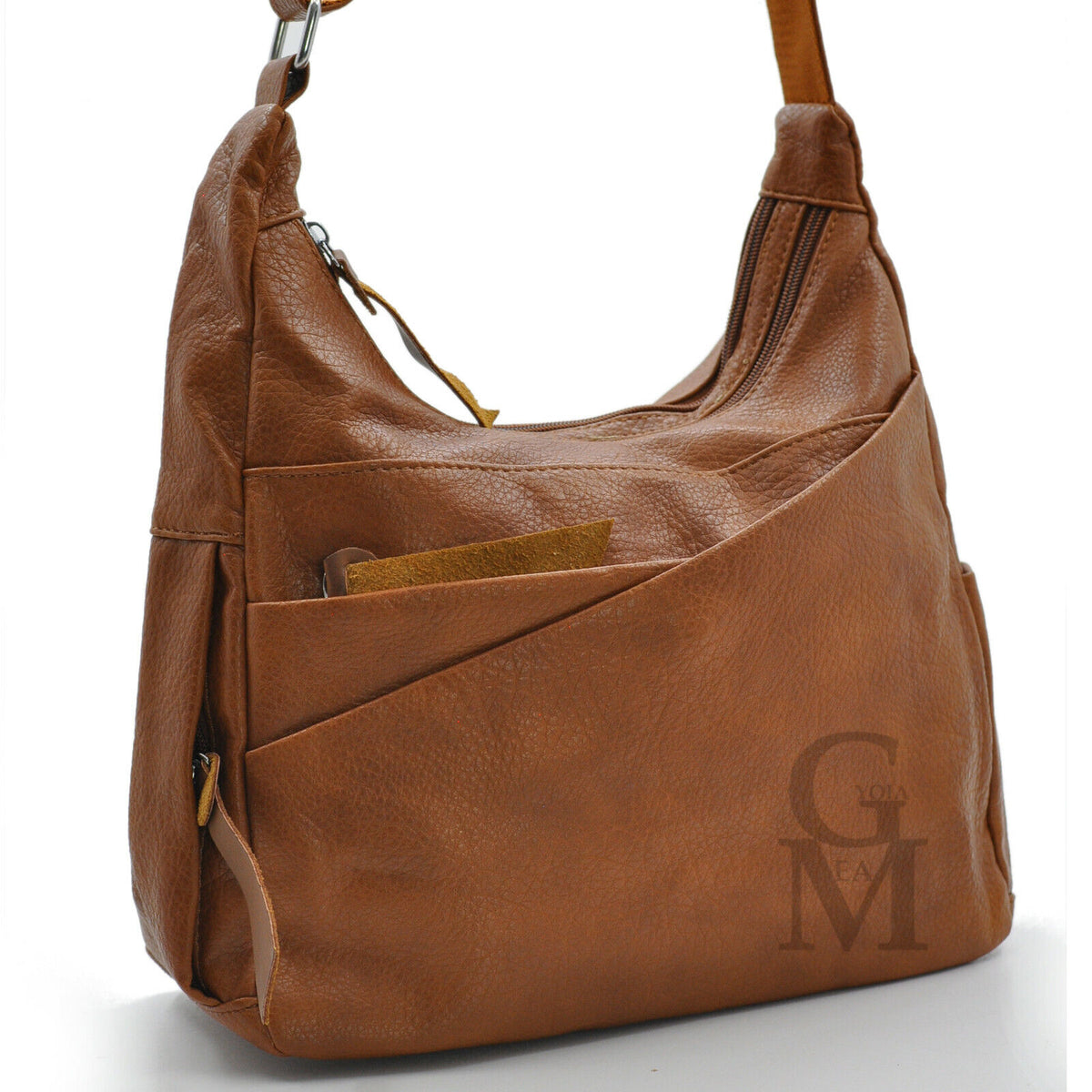 borsa donna tracolla pelle capiente shopping spalla zip cerni