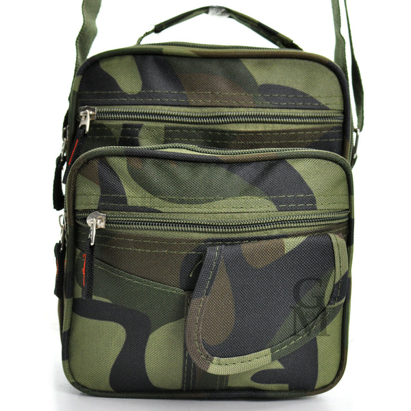 Borsello 6 tasche uomo fantasia militare mimetico borsellino tessuto tracolla