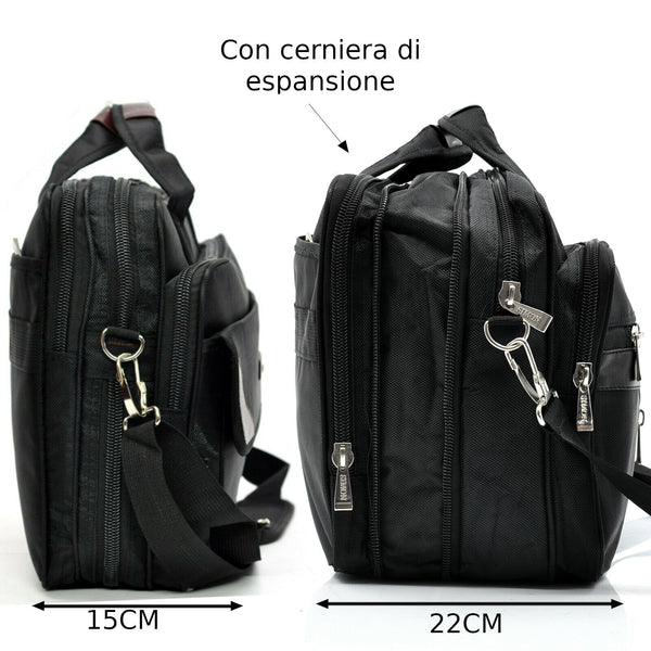 Borsa uomo bussines tessuto tecnico lavoro tracolla a4 pc studio portadocumenti
