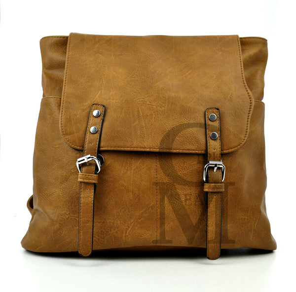 GM borsa zaino 2in1 donna fibbie vintage pelle cuoio scuola spalla tracolla