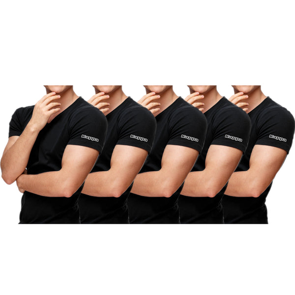 5 Pack T-shirt Uomo KAPPA Maglietta Intima Slim Fit Cotone Maglia Mezza Manica