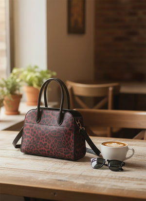 Borsa firmata COCONUDA tote borsetta rigida simil pelle fantasia animalier TRACOLLA